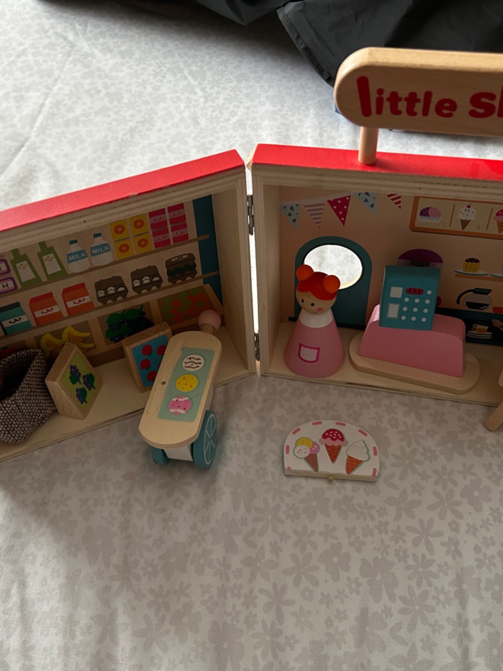 Kids Wooden Playset - Pink and Red Pretend Store